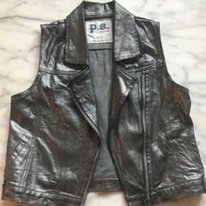 P.S. Aeropostale silver waxed moto vest
